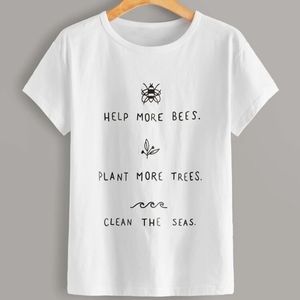 NWT ECO GRAPHIC SAVE THE BEES T SHIRT essential white cotton